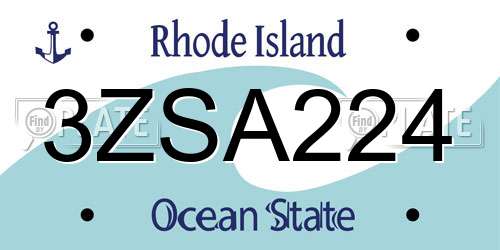 3ZSA224 Rhode Island License Plate