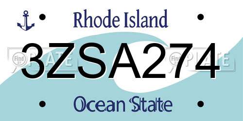 3ZSA274 Rhode Island License Plate