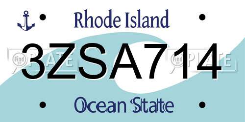 3ZSA714 Rhode Island License Plate