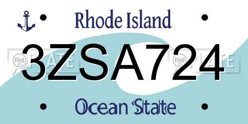 3ZSA724 Rhode Island License Plate