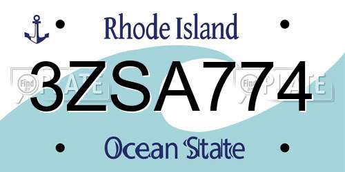 3ZSA774 Rhode Island License Plate