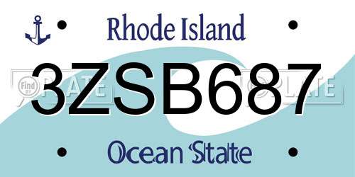 3ZSB687 Rhode Island License Plate