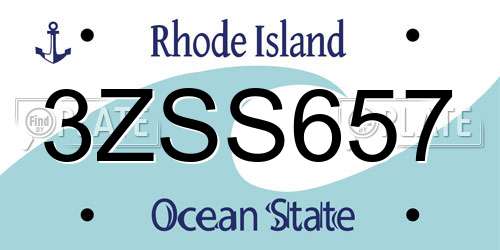 3ZSS657 Rhode Island License Plate