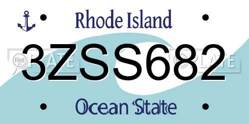 3ZSS682 Rhode Island License Plate