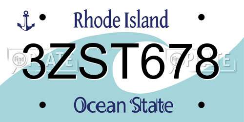 3ZST678 Rhode Island License Plate