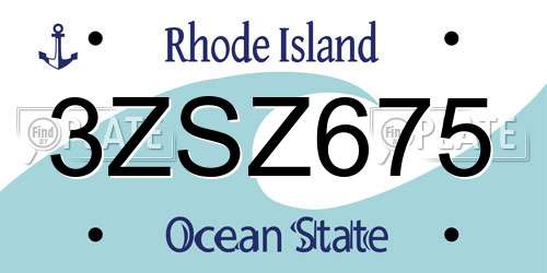 3ZSZ675 Rhode Island License Plate