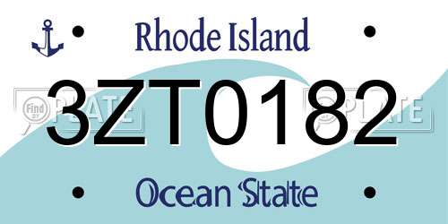 3ZT0182 Rhode Island License Plate