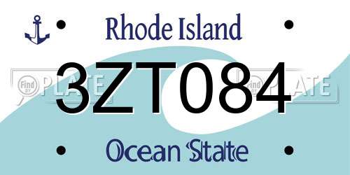 3ZT084 Rhode Island License Plate