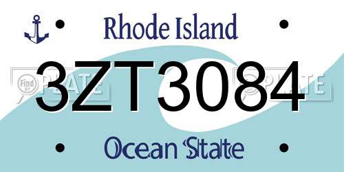3ZT3084 Rhode Island License Plate