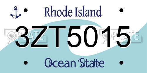 3ZT5015 Rhode Island License Plate