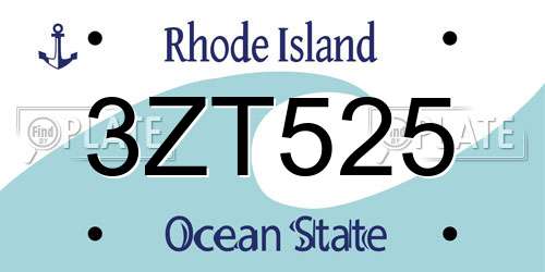 3ZT525 Rhode Island License Plate