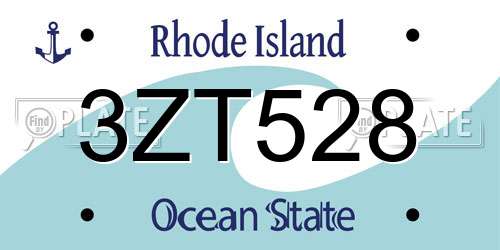 3ZT528 Rhode Island License Plate