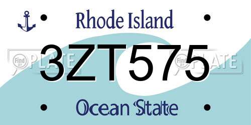 3ZT575 Rhode Island License Plate