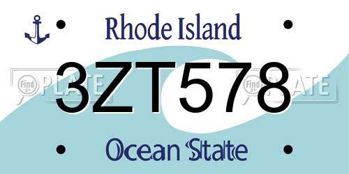 3ZT578 Rhode Island License Plate