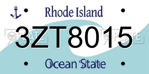 3ZT8015 Rhode Island License Plate