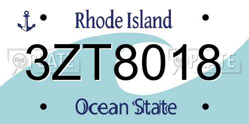 3ZT8018 Rhode Island License Plate