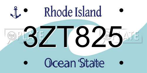 3ZT825 Rhode Island License Plate