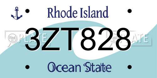3ZT828 Rhode Island License Plate