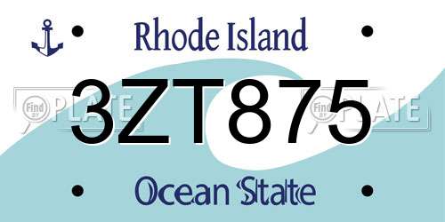 3ZT875 Rhode Island License Plate