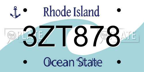 3ZT878 Rhode Island License Plate