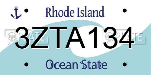 3ZTA134 Rhode Island License Plate