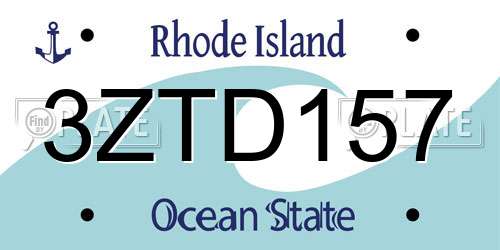 3ZTD157 Rhode Island License Plate
