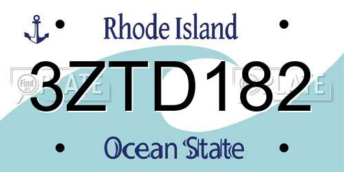 3ZTD182 Rhode Island License Plate