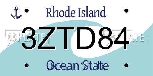 3ZTD84 Rhode Island License Plate