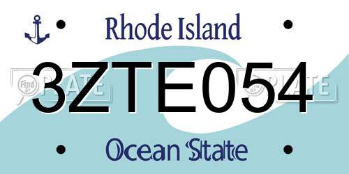 3ZTE054 Rhode Island License Plate