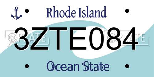 3ZTE084 Rhode Island License Plate