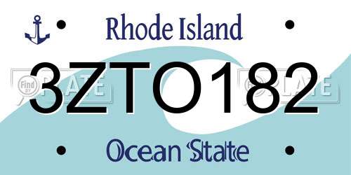 3ZTO182 Rhode Island License Plate