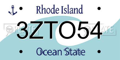 3ZTO54 Rhode Island License Plate