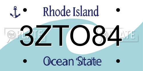 3ZTO84 Rhode Island License Plate