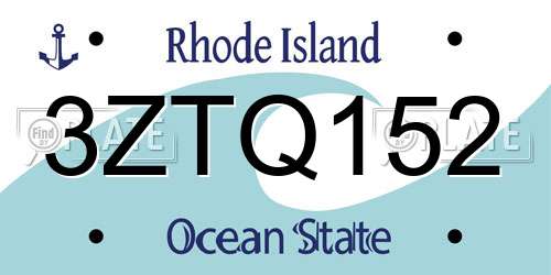 3ZTQ152 Rhode Island License Plate