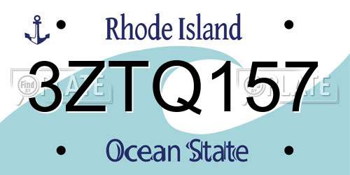 3ZTQ157 Rhode Island License Plate