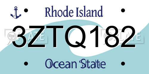 3ZTQ182 Rhode Island License Plate