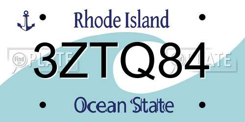 3ZTQ84 Rhode Island License Plate