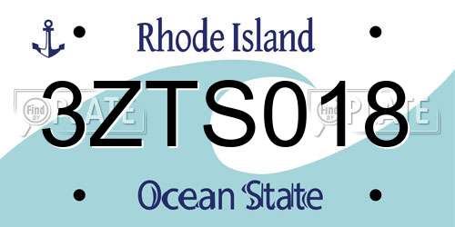 3ZTS018 Rhode Island License Plate