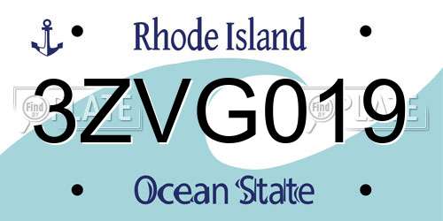 3ZVG019 Rhode Island License Plate
