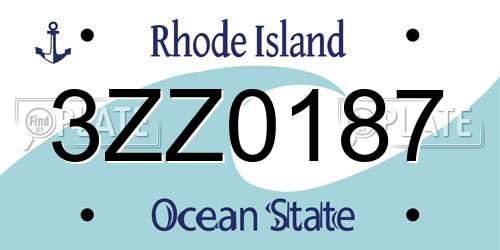 3ZZ0187 Rhode Island License Plate