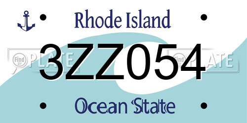 3ZZ054 Rhode Island License Plate
