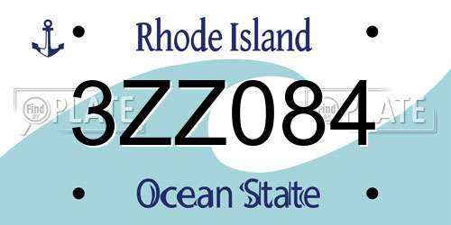 3ZZ084 Rhode Island License Plate
