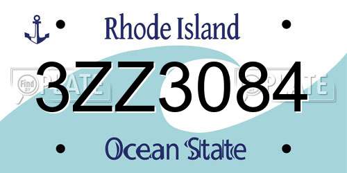 3ZZ3084 Rhode Island License Plate