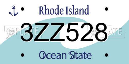 3ZZ528 Rhode Island License Plate