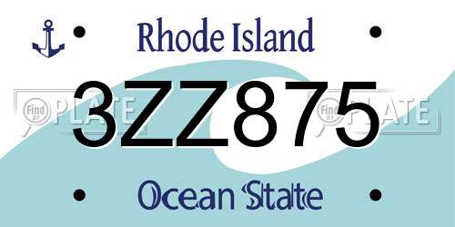 3ZZ875 Rhode Island License Plate