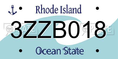 3ZZB018 Rhode Island License Plate