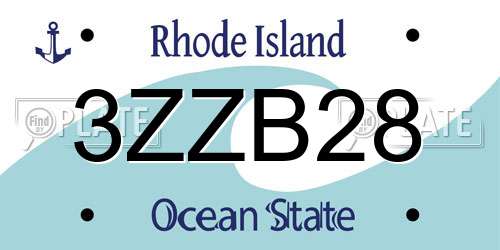 3ZZB28 Rhode Island License Plate
