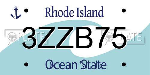 3ZZB75 Rhode Island License Plate