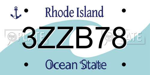 3ZZB78 Rhode Island License Plate