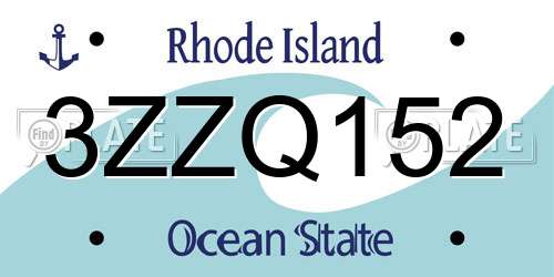 3ZZQ152 Rhode Island License Plate
